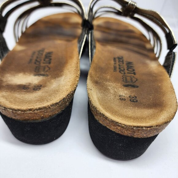 Naot Womens 8 Metallic Strappy Leather Sandals Size 39 Rhinestone rings - Picture 7 of 10